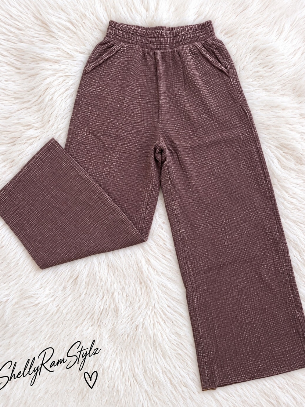 Zenana Signature Wide Leg Pant | Mahogany | Cotton Gauze QPW-7138 - Picture 2 of 4